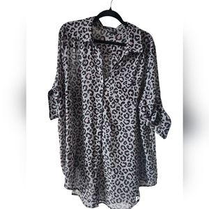Torrid size 1 oversized chiffon blouse cheetah
